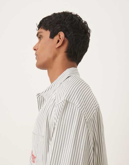 Camisa verde a rayas de corte cuadrado extragrande con detalle bordado de ASOS DESIGN, 2 de 5