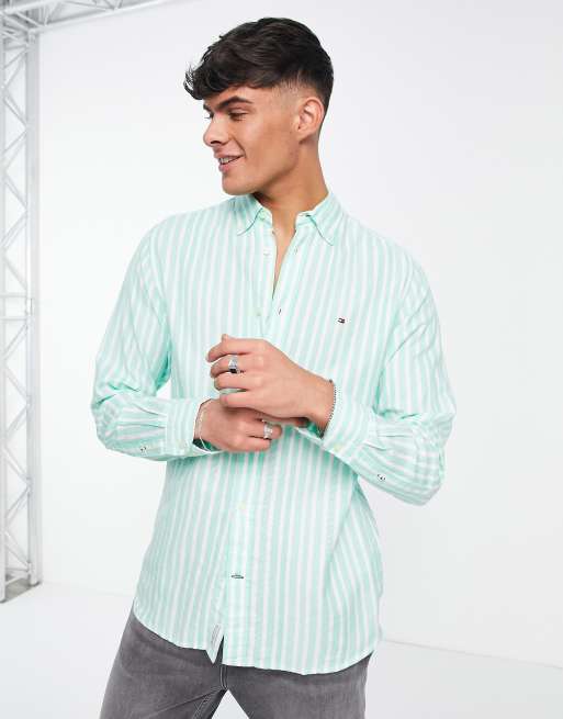 Camisa verde a rayas de corte estándar con Tommy Hilfiger | ASOS