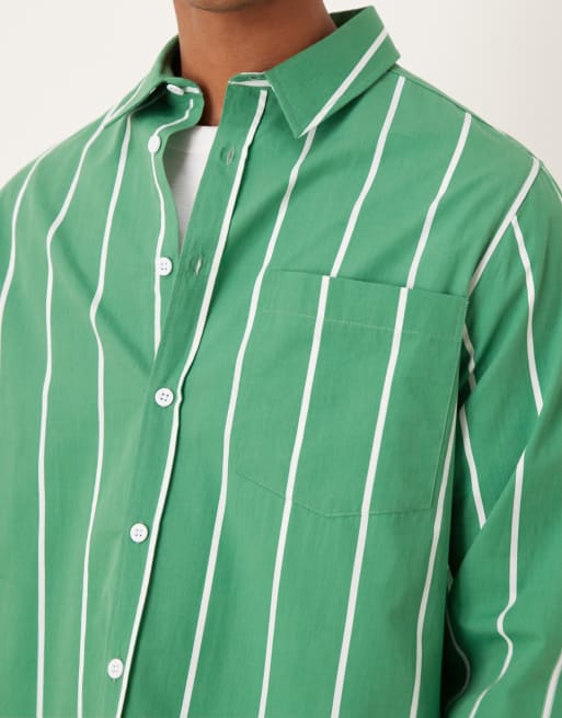 Camisa verde a rayas holgada con cuello de solapas cuadradas de ASOS DESIGN, 5 de 5