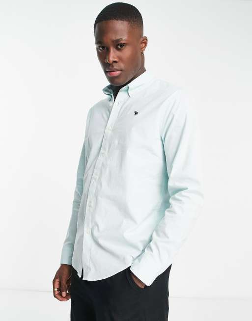 Camisa verde claro con logo de popelina de Abercrombie & Fitch