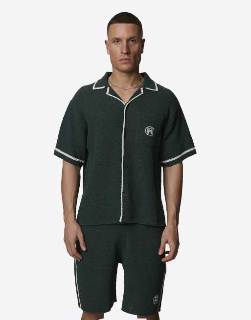 Camisa verde con cuello de solapas de punto de Good For Nothing, 2 de 4