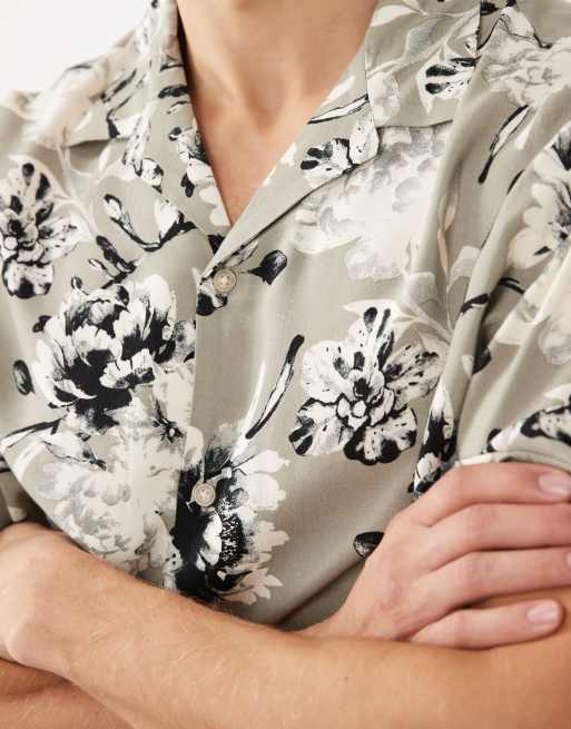 Camisa verde con estampado floral y cuello de solapas de Jack & Jones, 3 de 5