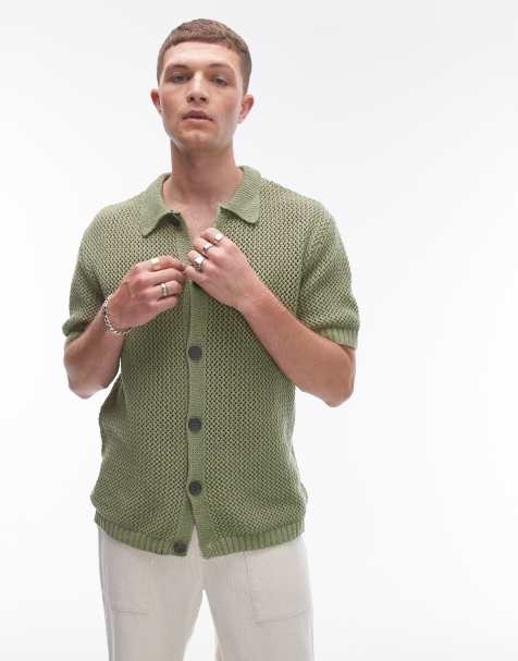 Camisa verde de punto de croché de Topman - view 1