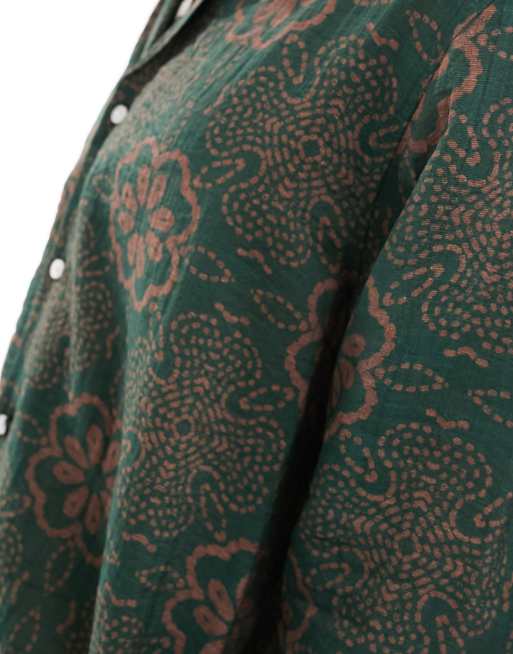 Camisa verde holgada con estampado floral y solapas marcadas de ASOS DESIGN, 4 de 4