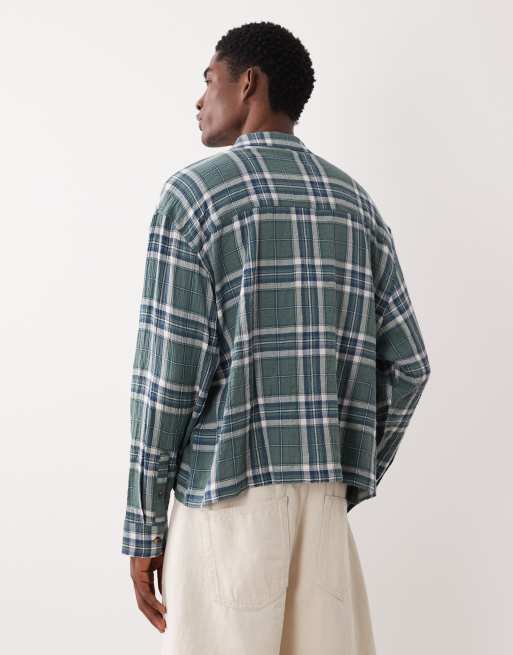 Camisa verde oscuro a cuadros de corte cuadrado extragrande de tejido texturizado de ASOS DESIGN, 3 de 5