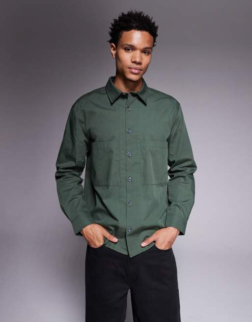 Camisa verde oscuro de estilo casual y corte suelto de ASOS DESIGN