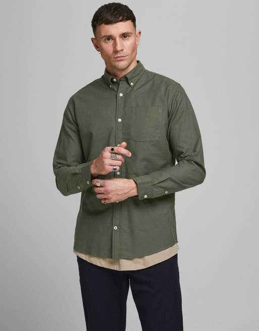 Camisa verde oscuro de manga larga de Jack & Jones