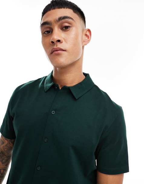 Camisa verde oscuro de punto de ASOS DESIGN - view 1