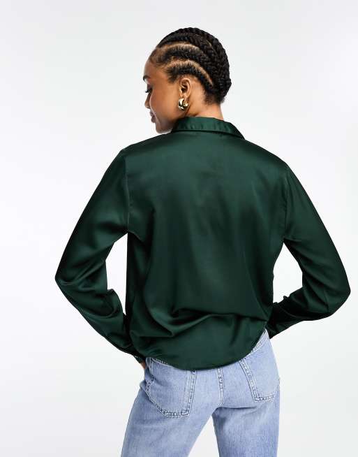 Camisa verde oscuro mujer hot sale