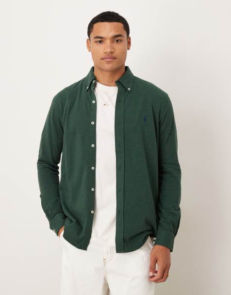 Camisa verde oscuro jaspeado con logo de icono de piqué de Polo Ralph Lauren - view 1