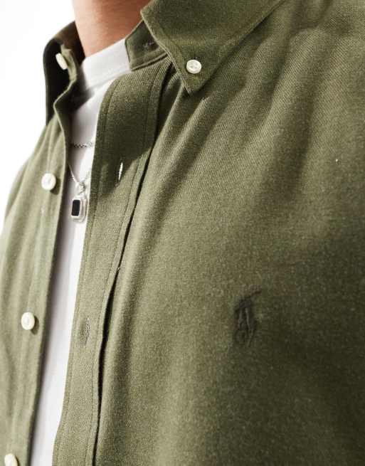 Camisa verde oscuro jaspeado con logo de sarga cepillada resistente Icon de Polo Ralph Lauren, 4 de 4