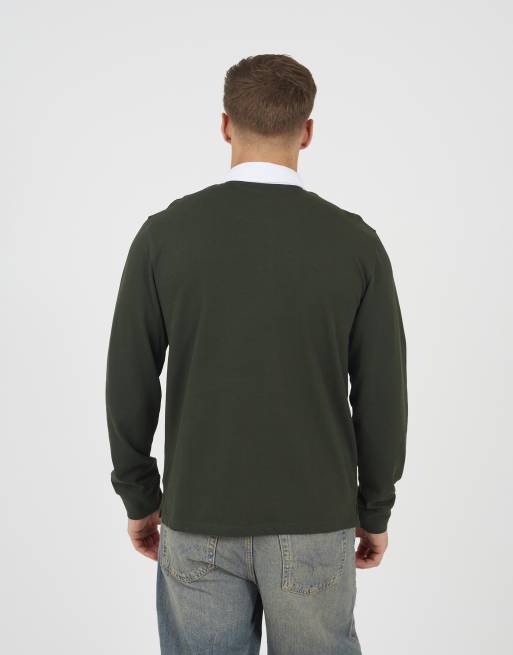 Camisa verde oscuro lisa de estilo rugby de Brave Soul, 3 de 4
