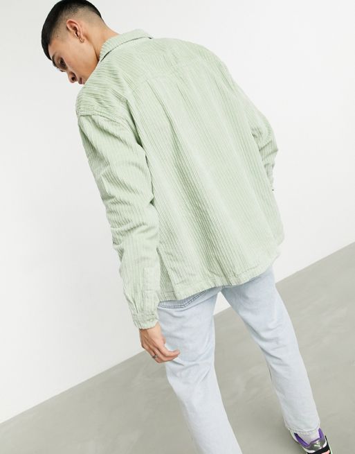 Camisa verde pastel extragrande gruesa e irregular estilo años 90 en pana  de ASOS DESIGN | ASOS