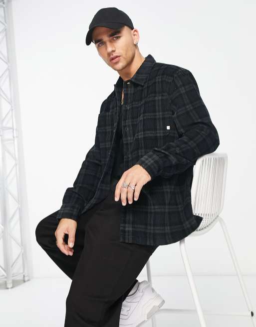 Camisa verde pino a cuadros de manga larga y corte holgado Claude de Farah