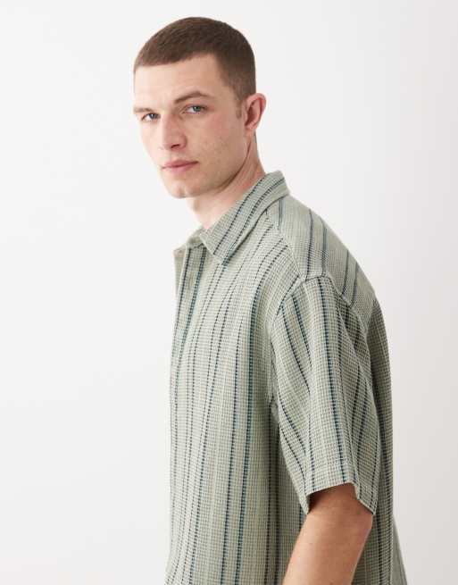 Camisa verde salvia a rayas texturizadas extragrande de punto gofrado de ASOS DESIGN, 6 de 6