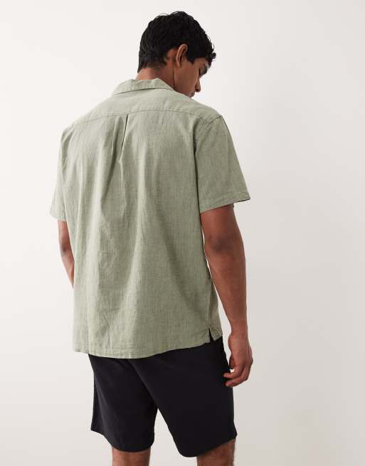 Camisa verde salvia con cuello de solapas de mezcla de lino de Jack & Jones, 5 de 5
