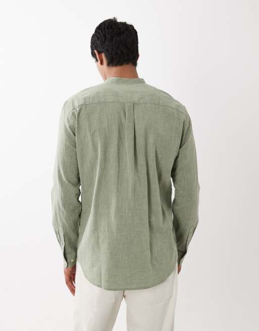 Camisa verde salvia con cuello de solapas de mezcla de lino de Jack & Jones, 5 de 5