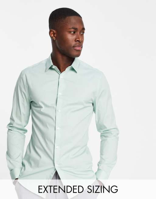 Camisa verde salvia de corte entallado de ASOS DESIGN