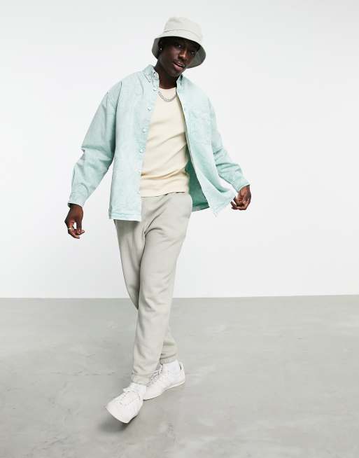 Camisa verde salvia extragrande con lavado descolorido de corte cuadrado de ASOS DESIGN, 4 de 4