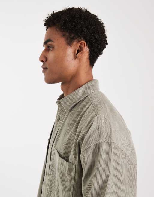 Camisa verde salvia extragrande de estilo años 90 de pana de ASOS DESIGN, 3 de 5