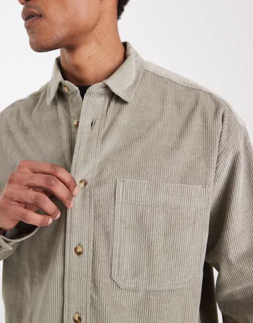 Camisa verde salvia extragrande de estilo años 90 de pana de ASOS DESIGN, 4 de 5