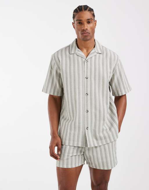 Camisa verde salvia holgada con cuello de solapas de sirsaca de ASOS DESIGN (parte de un conjunto), 3 de 5