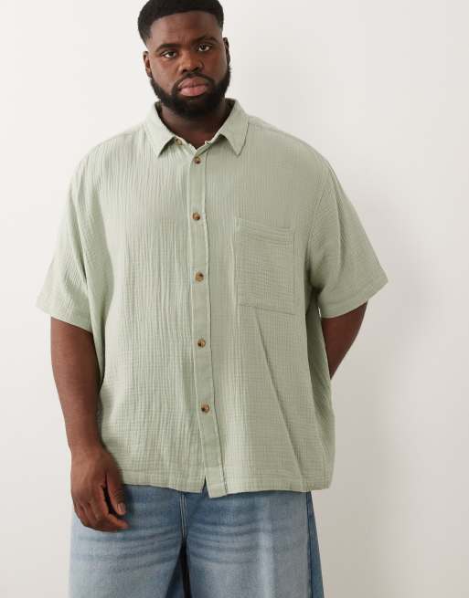 Camisa verde salvia holgada de bambula de ASOS DESIGN, 2 de 6