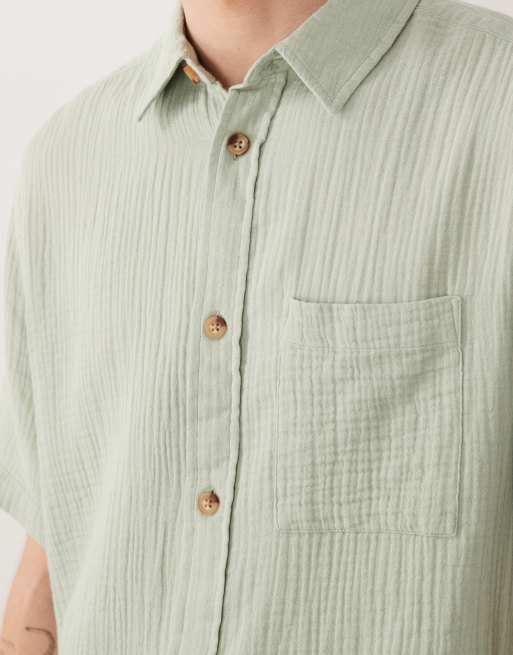 Camisa verde salvia holgada de bambula de ASOS DESIGN, 6 de 6
