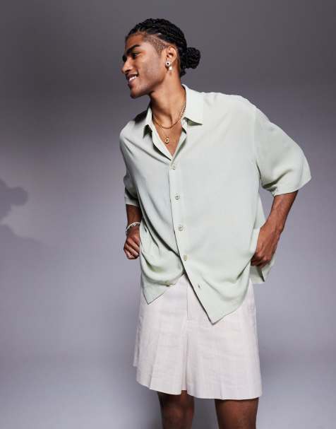Camisa verde salvia transparente extragrande con media manga de ASOS DESIGN - view 1
