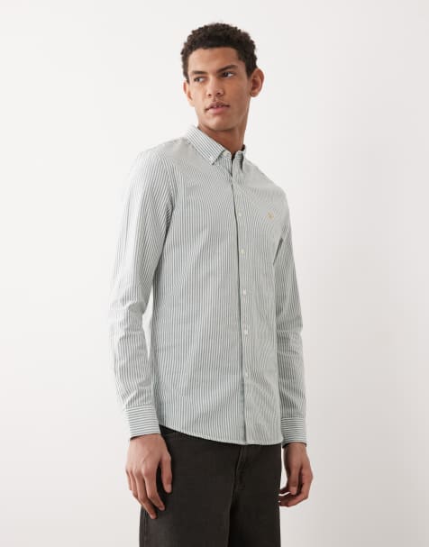 Camisa verde y blanca a rayas de manga larga Brewer de Farah - view 1