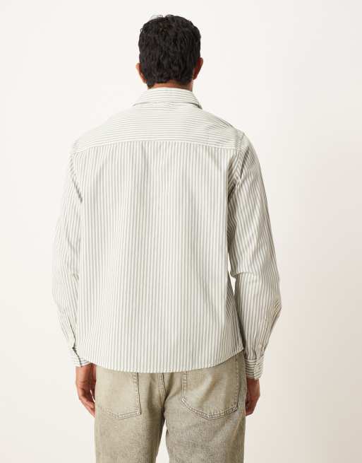 Camisa verde y blanca a rayas holgada con detalle bordado de ASOS DESIGN , 3 de 5