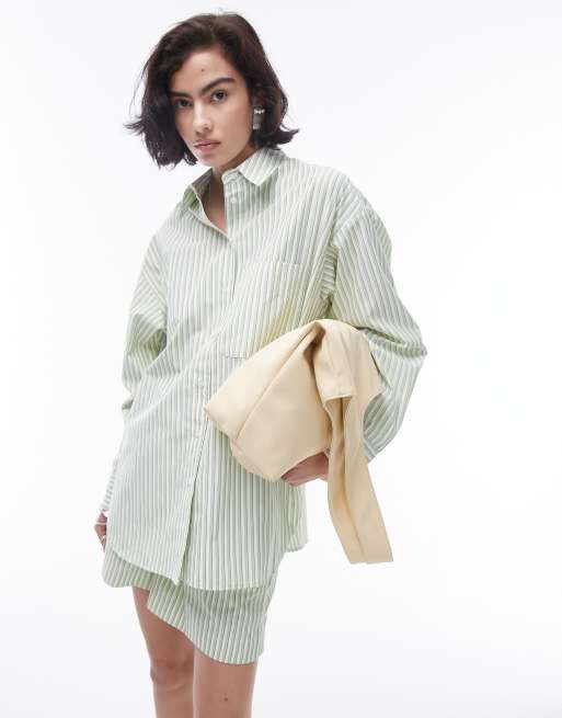 Camisa verde y crema a rayas extragrande de Topshop (parte de un conjunto)