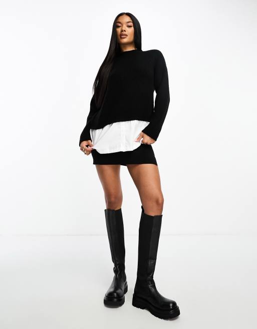 Camisa y jersey negro 2 en 1 de In The Style