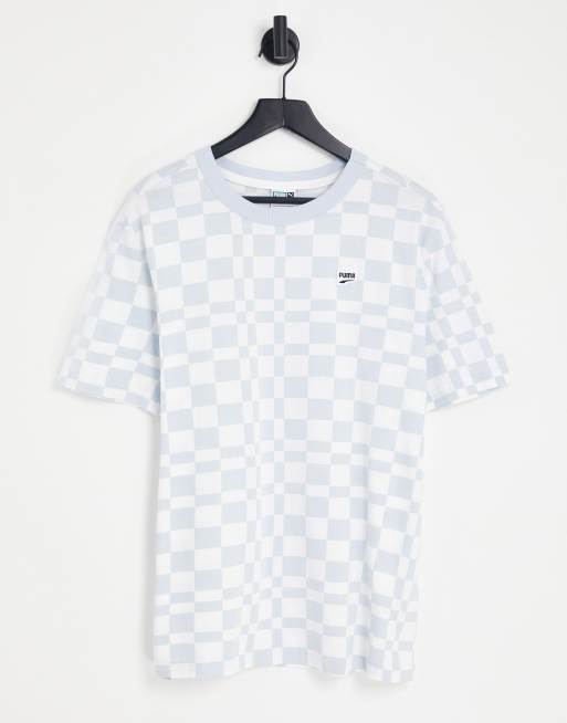 Camiseta a cuadros dameros azul pálido y blanco Downtown de PUMA