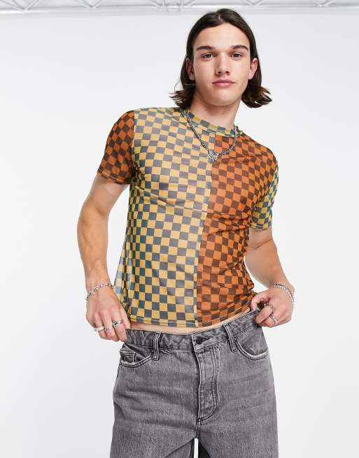 Camiseta a cuadros de colores de malla transparente de 2-Minds