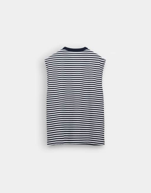 Camiseta a rayas azul marino extragrande sin mangas de tejido breatheMAX de ASOS DESIGN , 7 de 7