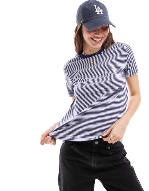 Camiseta a rayas azules básica de Mango