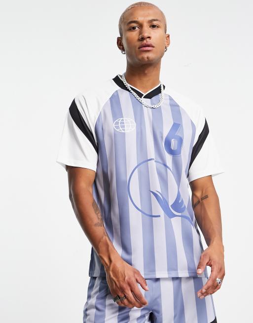 Camiseta a rayas azules extragrande de estilo fútbol de Topman (parte de un conjunto)