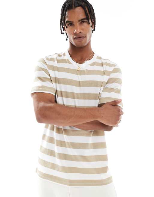 Camiseta a rayas blancas y color crema de corte estándar de JJ Rebel