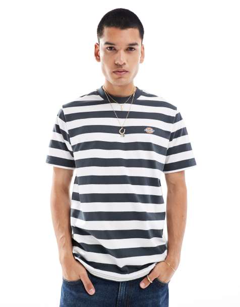 Camiseta a rayas blancas y gris oscuro River Grove exclusiva en ASOS de Dickies - view 1