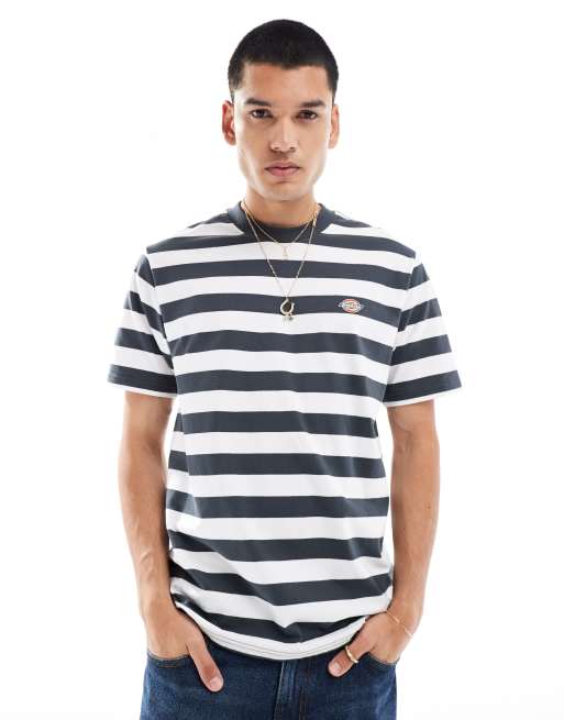 Camiseta a rayas blancas y gris oscuro River Grove exclusiva en ASOS de Dickies