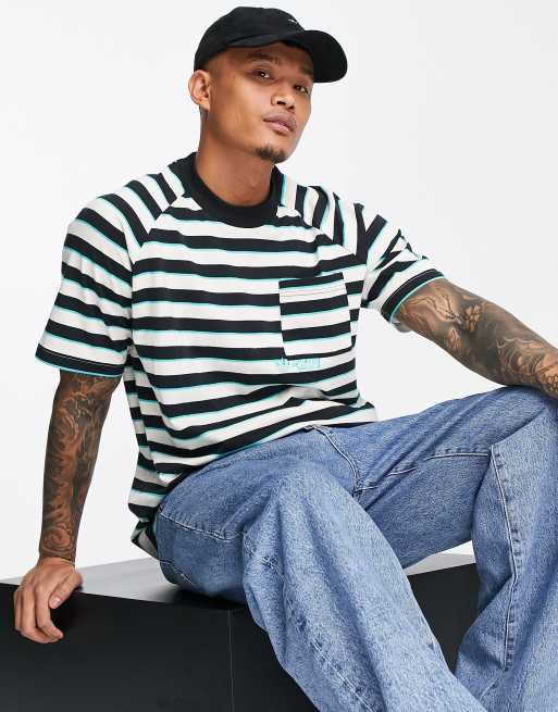 Camiseta a rayas blancas y negras con bolsillo de adidas Originals