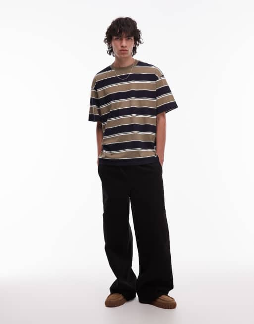 Camiseta a rayas caquis horizontales Malone de Carhartt WIP, 2 de 5