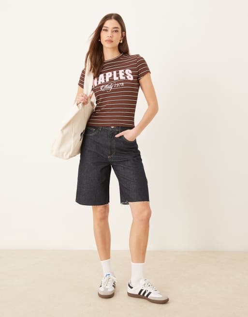 Camiseta a rayas con diseño encogido y estampado gráfico "Naples" de ASOS DESIGN, 4 de 4