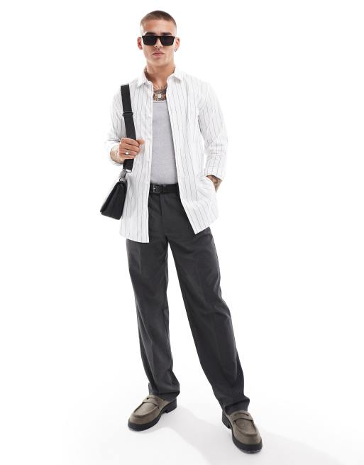 Camiseta a rayas marrones y blancas de corte slim de ASOS DESIGN