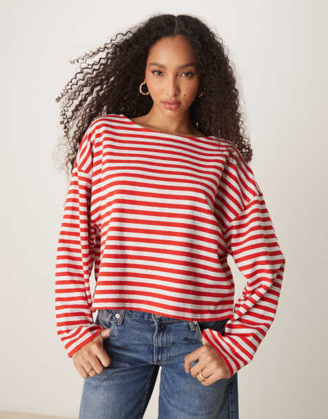 Camiseta a rayas rojas de corte cuadrado extragrande de tejido texturizado de ASOS DESIGN - view 1