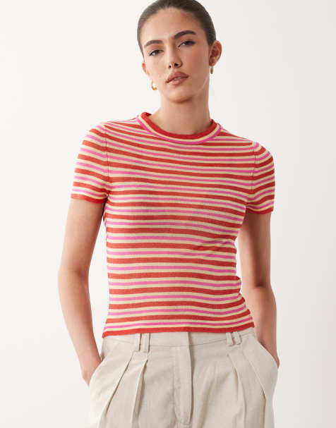 Camiseta a rayas rojas transparente de punto de ASOS DESIGN - view 1