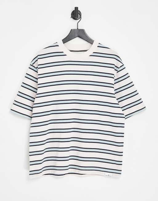 Camiseta a rayas rosas y grises de corte extragrande de Topman
