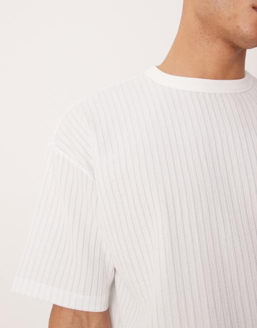 Camiseta a rayas texturizadas de corte cuadrado extragrande de tejido grueso de ASOS DESIGN, 5 de 5