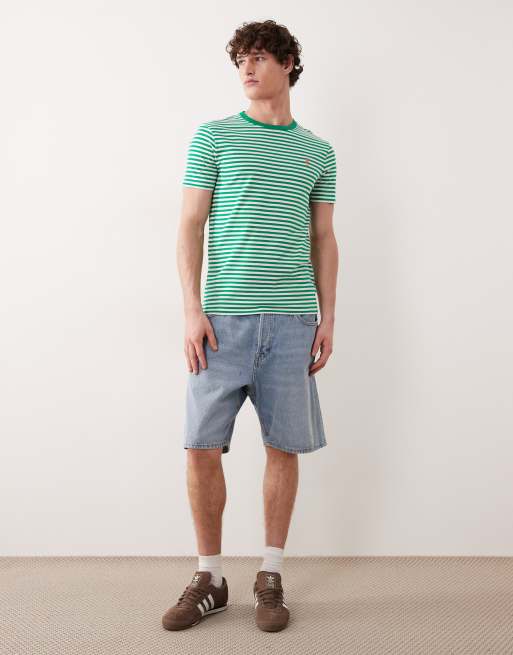 Camiseta a rayas verdes de corte custom con logo de icono de algodón pima de Polo Ralph Lauren, 2 de 5